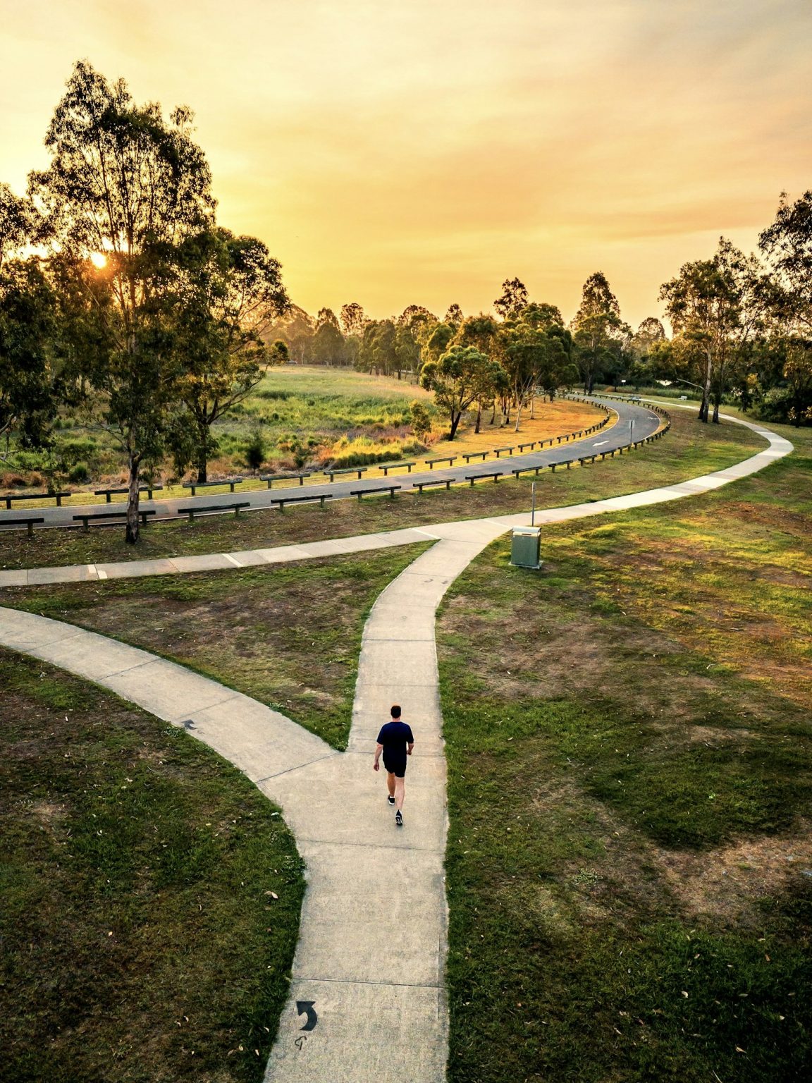 Sunset view at Logan River Parklands in Queensland, Australia.