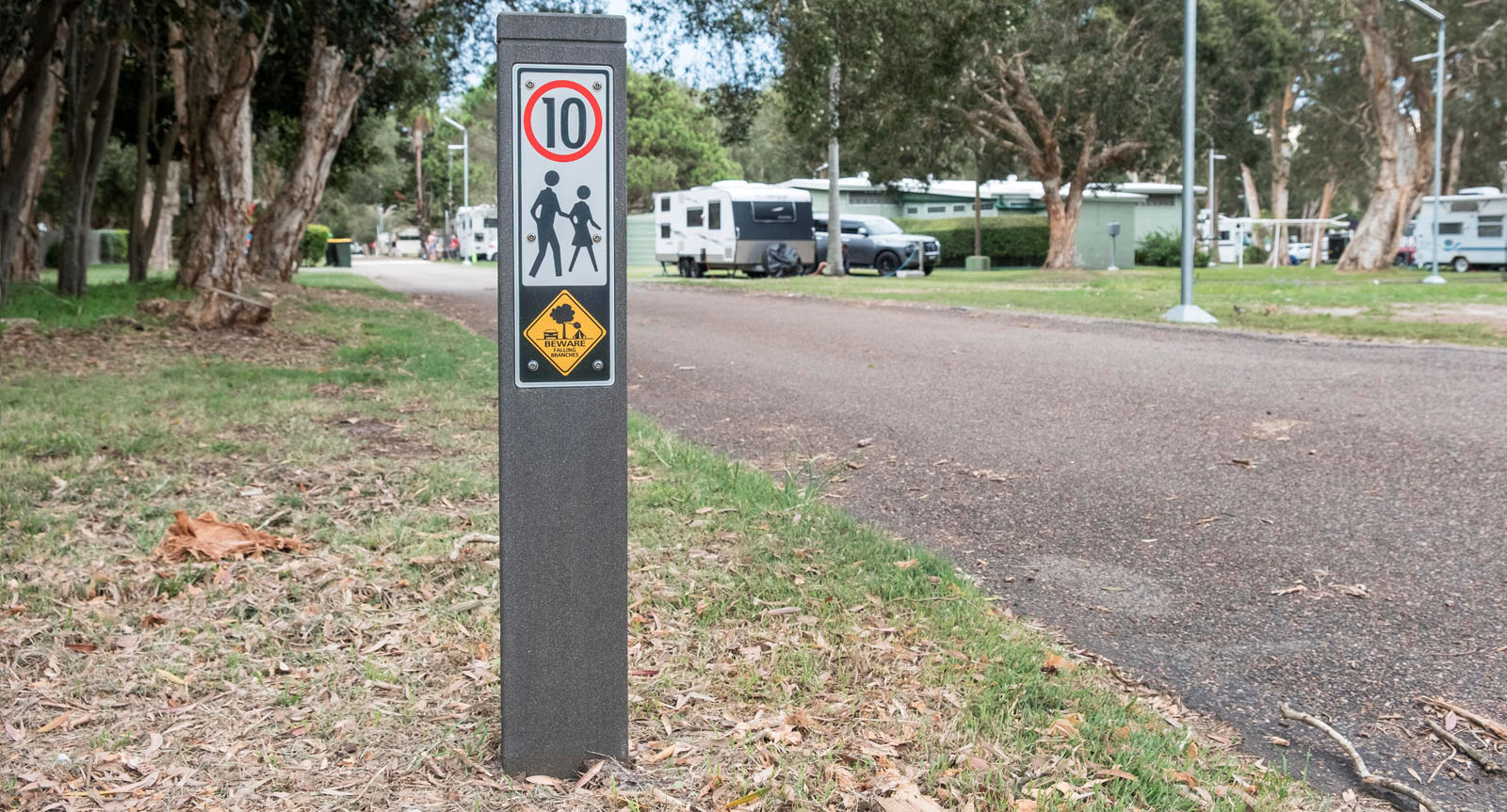 Gumtree recycled-material signage model for public and government spaces